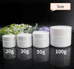 20g 30g 50g Glass Jar White Porcelain Cosmetic Jars with Inner PP liner Cover for Lip Balm Face Cream#2021101