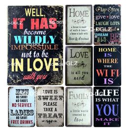 Funny Designed No Shit HOME LOVE FAMILY Warning Metal Signs Family Sweet Words Tin Sign Metal Signs Home Decor Painting Plaques Art Poster Metal Painting Size 30X20CM