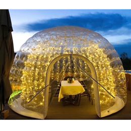 Inflatable Dome Tent Bubble House Canopy Tents Transparent Domes 3.5m with Optional Lights for Camping Family Party Outdoor Event