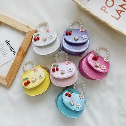 Little Girls' Small Coin Purse Handbags Cute Pearl Chain Children Mini Shoulder Crossbody Bags Princess Accessories Wallet Pouch