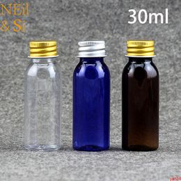 30ml Cosmetic Cream Plastic Drop Bottle Refillable Essence Oil Shampoo Container Silver Gold Cap Blue Brown Free Shippinggood qtys
