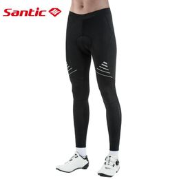 Racing Pants Santic Men's Cycling 4D Padded Compression Long Riding Bicycle Tights Breathable Reflective Mountain Bike Sport Leggings