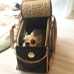 Choice Luxury Fashion Dog Carrier PU Leather Puppy Handbag Purse Cat Tote Bag Pet Valise Travel Hiking Shopping Brown Large2805