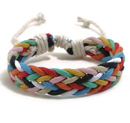 Hand weave Colourful bracelet charm Adjustable bracelets bangle cuff wristband for women men Xmas gift Jewellery 6 Colours