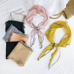 2021 New Summer Solid Color Black Pink Green Bandana Scarf Chusta Women Colling Head Hair Scarfs for Ladies Foulard Cheveux