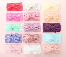 2022 1pcs wide bows nylon headbands baby girls soft elastic head bands candy colors knot bow turban wraps hair