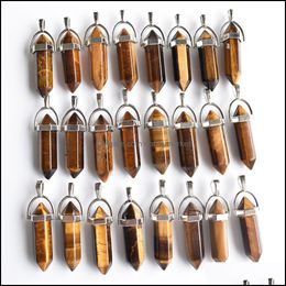 Charms Jewelry Findings & Components Natural Stone Tiger Eye Shape Point Chakra Pendants For Necklace Earrings Making Drop Delivery 2021 Bft