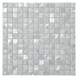 Art3d 30x30cm 3D Wall Stickers Oyster Mother of Pearl Square Shell Mosaic Tile for Kitchen Backsplashes, Bathroom Walls, Spas, Pools(6-Piece)