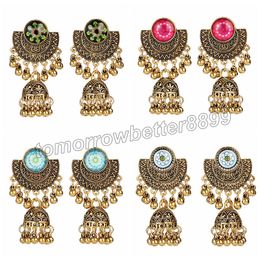 Ethnic Traditional Wedding Enamel Jhumki Dangle Earrings For Women Vintage Gold Beaded Tassel Indian Drop Earrings