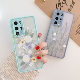 Fashion Art Flower Clear Phone Cases For Huawei P40 Pro P30 Lite Mate 40 30 Pro Honor 20 30 Soft Shockproof Bumper Cover