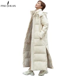 PinkyIsBlack X-long Hooded Parkas Fashion Winter Jacket Women Casual Thick Down Cotton Coat Warm Outwear 211008