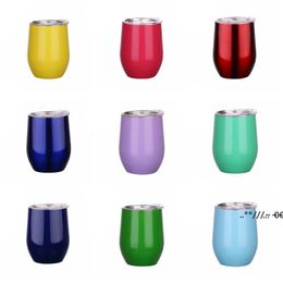 NEW12oz Stainless Steel Mini Cup Mugs Egg Shape Cups Wine Glasses Vacuum Water Bottle sea shipping EWB6139