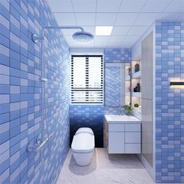 Fonds d'écran Épaisir autocollant de toilette auto-adhésif épaissière cuisine imperméable salle de bain papier peint comptoir mosaïque treillis pvc
