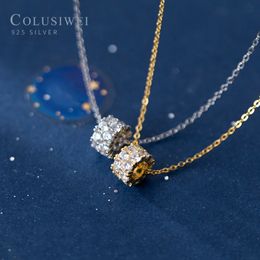 Colusiwei Dazzling Clear CZ Chain Necklace for Women Gold Color 925 Sterling Silver Luxury Wedding Engagement Statement Jewelry Q0531
