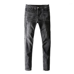 Men's Jeans Male Trousers Street Fashion Brand Autumn Smoky Gray Youth Trend Zipper Slim Long Denim Pants