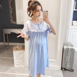 Dollplus Breastfeeding Sleepwear Cute Print Nightgown for Pregnant Woman Maternity Dress Pijamas Pregnancy Nursing Nightdress