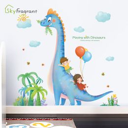 Creative cartoon dinosaur wall sticker warm self-adhesive kids room decoration home decor stickers baby bedroom decor poster 210308