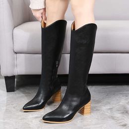 HKYX 2021 New Ladies Mid Calf Chelsea Boots Fashion Ladies Western Boots Woman Round Toe Square Heels Shoes Female Y1018