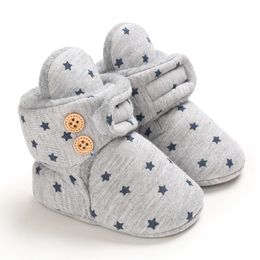 Baby Winter Cute Shoes for Girls Walk Boots for Boys Star Ankle Kids Shoes Toddlers Comfort Soft Newborns Warm Knitted Booties 210312