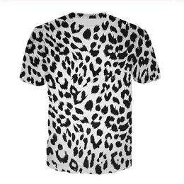 New Fashion Women Men black and white leopard Funny 3d Printing Unisex T-shirts Casual T Shirt Hip Hop Summer Tops XB0104