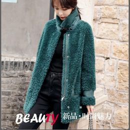 Women's Fur & Faux Women 2022 Winter Granular Sheep Shearing Coats Female Genuine Lamb Jackets Ladies Solid Color Loose Warm Outwear S129