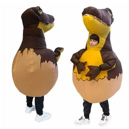 Kids T-REX Inflatable Costumes Halloween Cosplay Costume Dinosaur Egg Blow Up Disfraz Party Birthday Gift for Children Unisex Q0910