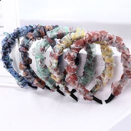 Vintage Mesh Print Fold Bezel Hair Bands Women Headband Girls Hair Accessories Hoop Hair Clips opaska do wlosow haar accessoire