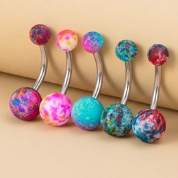 Painting Belly Button Ring Colourful Acrylic Ball Navel Ring Piercing Barbell Stud Stainless Steel Bar Body Jewelry