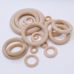 2021 Natural Colour Wood Teething Beads Wooden Ring Beads Baby Teether DIY Kids Jewellery Toss Games 15 20 25 30 35 50mm