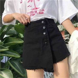 Summer Light Blue Irregular Casual College Wind Basic All Match Fashion A-line Korean Style High Waist Short Skirts 210724