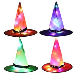 hanging hat NZ - Stingy Brim Hats Halloween Decoration Witch Hat Led Lights Props For Kids Party Decor Supplies Outdoor Tree Hanging Ornament Diy #J3