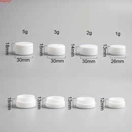 100Pcs 1g 2g 3g 5g Mini White Plastic Empty Jar Pot Travel Cosmetic Sample Makeup Face Cream Containers Nail Art Organiser Homehigh quatity