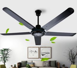 Industrial large ceiling fan 56 inch black with remote control Fashion five metal blade 100W