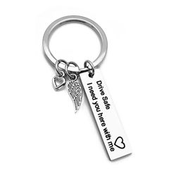 Antique Silver Plated Good Drive Safe Car Key Ring Stainless Steel Alloy Keychain for Men Gift