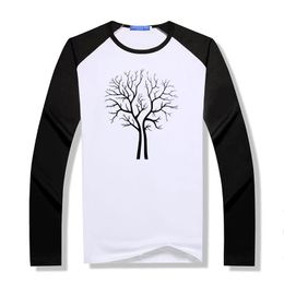 Men's T-Shirts 2021 Cute Tree T Shirt Ment Style Funny Long Sleeve Men Raglan T-Shirt Modal Fashion Tees Top