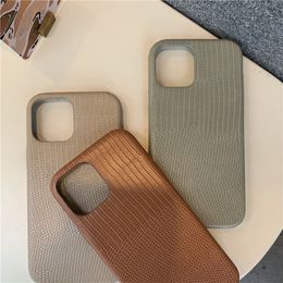 luxury Fashion Solid Colour Hard Simplicity pu leather Phone Cases for iPhone 12 Mini 11 Pro Max X XR XS 7 8 plus Crocodile pattern Cover