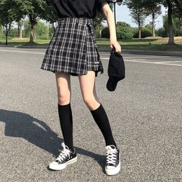 3 colors S-L autumn and winter High Waist Shorts Skirts Womens Korean preppy style girl school plaid Shorts womens (X882) 210317