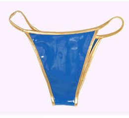 NXY sexy setWomen PVC Faux Leather Panties Golden Edge G-String T-Back Zip Open Front Crotch Sexy Lingerie Lady Panty Thong Sex Appeal Tanga 1128