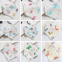 Baby Saliva Towes 8 Layers Gauze Cotton Scarf Triangle Burp Cloth Cartoon Waterproof Snap Bib Christmas Accessories 18 Designs BT5613