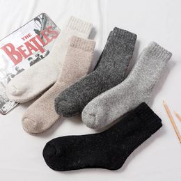 Winter Warm Thicken Wool Socks High Quality Thermal Snow Women Socks Super Thick Breathable Solid Colour Cashmere Crew Sock