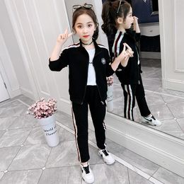 Clothing Sets Children Spring Autumn Striped Tracksuit For Boys Girls School Uniform Coat+Pants+T-shirt 3 Pcs Kids Teens Toddler Sport