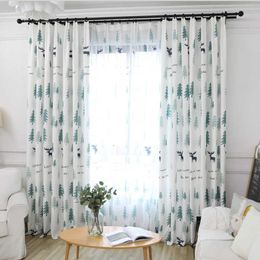 Modern Simple Green Pine Forest Blackout Curtain For Living Room Cartoon Cute Deer for Children's Bedroom Window Treatments AH8 210712