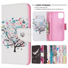 Wallet Phone Cases for iPhone 14 13 12 11 Pro Max XR XS X 7 8 Plus - Animals Plants Colourful Painting PU Leather Flip Kickstand Cover Case with Card Slots