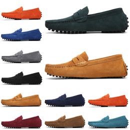 2021 running shoes jogging casual Selling black pink blue Grey orange green brown mens slip on lazyleather peas size