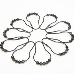 Stainless Steel Curtains Glide Rings Curtain Roll ball Hooks Bath Convenient Home Bathroom Accessories