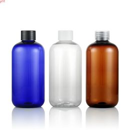 30pcs-lot 250ml Blue brown/clear screw top plastic bottles 250CC Empty cosmetic containers have liquid stopper Hot salegood qty