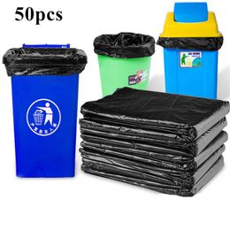 50pcs Large Garbage Bag Thickened Black Plastic Rubbish for Household School Hospital el Restaurant Kitchen 210728