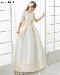 Lace Flower Girl Dresses for Weddings Jewel Neckline Custom Made Girls Pageant Gowns A-line Kid Birthday Party Dress