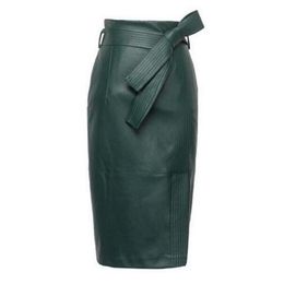 Autumn Winter Sexy High Waist leather Skirts High Quality leather Skirt women plus size 4XL Womens Belted Fashion Pencil Skirt 210310
