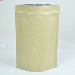 High Quality Multi Sizes 100pcs Herb Coffee Tea Retail Zip Lock Storage Bag Reclosable Kraft Paper Stand Up Poucheshigh qty